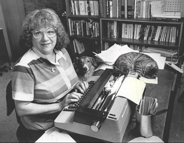 Ann Rule Author of Stranger Beside Me At Typewriter